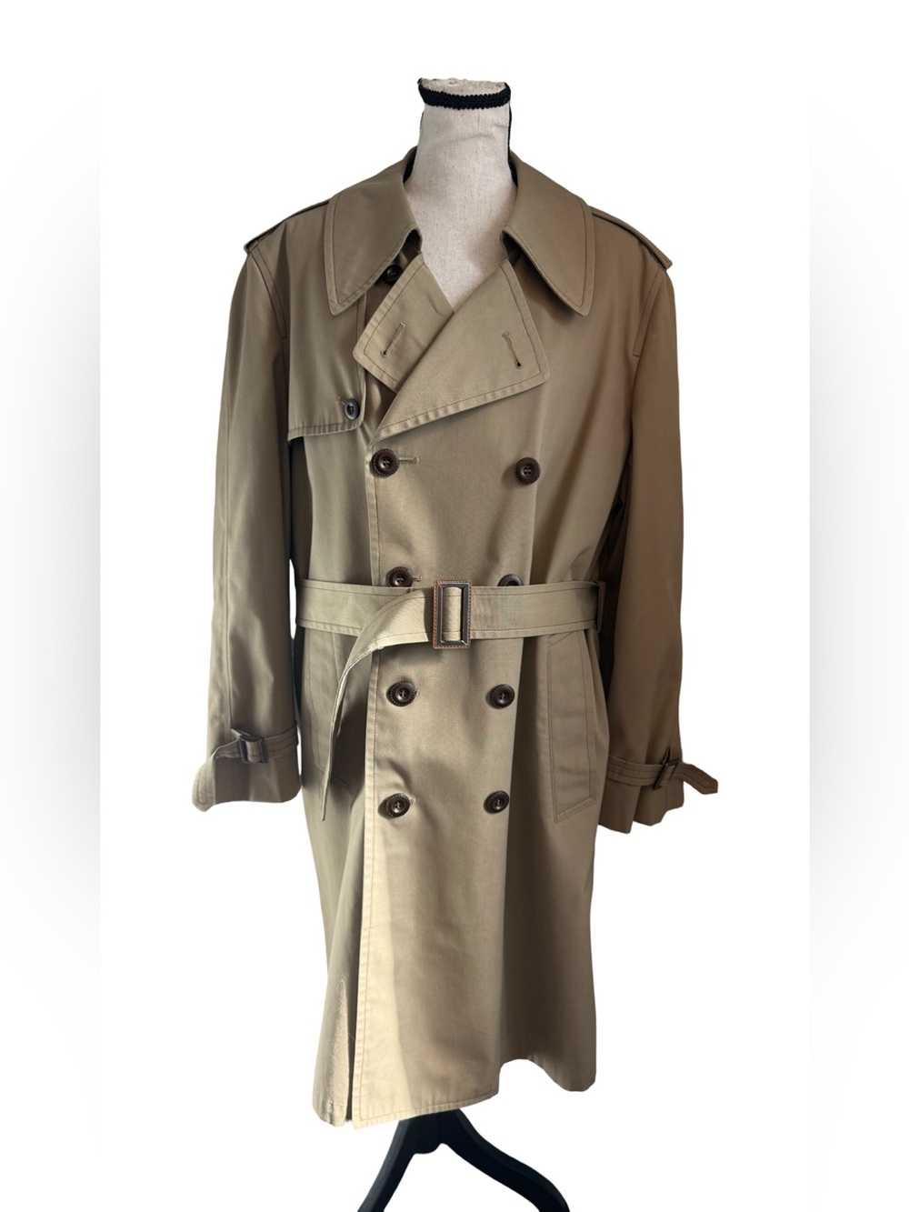 Vintage London Fog Maincoats Men’s 38 Short Tan Trench Coat Removable Liner